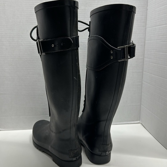 Ugg Madelyn Rain Boots 16" Tall Lace Up Military Waterproof Boot Black Size 8 - Picture 6 of 11